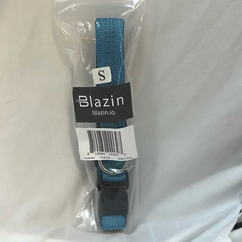 Blazin Reflective Small Dog Collar-‎ Brilliant Blue